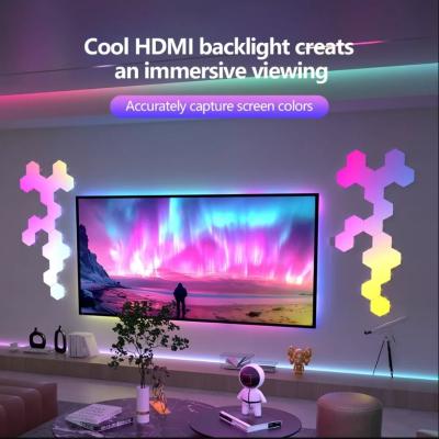 China RGBIC Gaming Light ABS Shell HDMI Hexagon Gaming Light With PC Luminous Surface USB Powered for sale