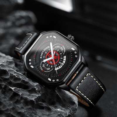 China Hot sale 2021 hot sale men's automatic date 2021 square men's top luxury classic leather quartz watch brand KIMSDUN waterproof hour for men for sale