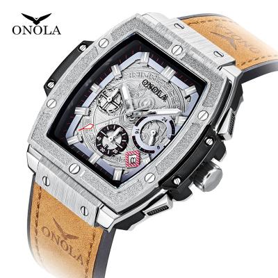 China ONOLA Brand 2021 New High Quality Automatic Sport Wristwatch Fashion Date Genuine Leather Waterproof Men's Watches for sale