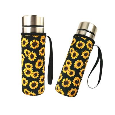 China RTS Waterproof Factory Price Neoprene Cheap Sunflower Drink Water Bottle Holder Sleeves for sale