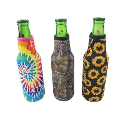 China New Waterproof RTS Neoprene Water Beer Bottle Cover Cooler With Zipper Beer Bottle Sleeve for sale