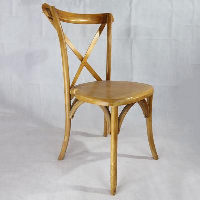 China Factory Price Solid Wood Beech Chair Wedding Wooden Cross Back Chair For Party / Dining for sale