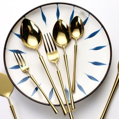 China Viable Korean Style Dinnerware Set Gold Flatware Knife Fork Spoon Set for sale