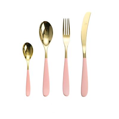 China Hotel Restaurant Wedding Gift Hotel Restaurant Wedding Gift Home Mirror Polishing Rose Gold Flatware 18/8 Stainless Steel Dinnerware Set Hotel Party Home Gift set customized logo for sale