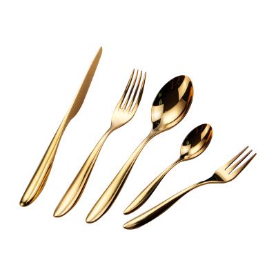 China 24pcs Matte Gold Plated Stainless Steel Viable Luxury Stylish Cutlery Set Eco Friendly for sale