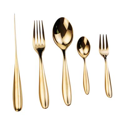 China Sustainable High Quality Stainless Steel Gold Plated Cutlery Flatware Set For Wedding Party Gift for sale