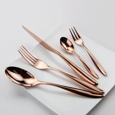 China Wholesale Service Gold Stainless Steel Cutlery Flatware Disposable Dinnerware Set Viable for sale