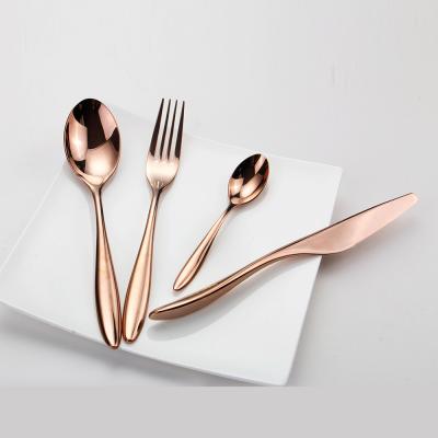 China Wholesale Stainless Steel Disposable Luxury Disposable Flatware Disposable Flatware Rose Gold Plated Edible Copper Italian Cutlery Disposable Cutlery for sale