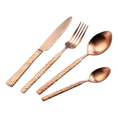 China Viable New Style Good Quality Luxury Tableware Set Stainless Steel Rose Gold Party Tableware for sale