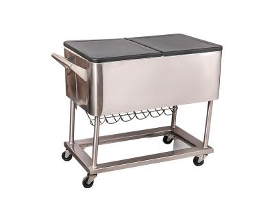 China 60QT Portable Cooler Hand Ice Chest Patio Party Rolling Cart Sustainable On Wheels for sale