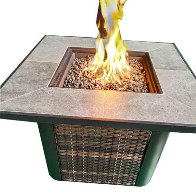 China Customizable Leisure Touch Rectangle Patio or Garden Dining Table Top Gas Propane Fire Pits Outdoor 96.5*96.5*65cm for sale