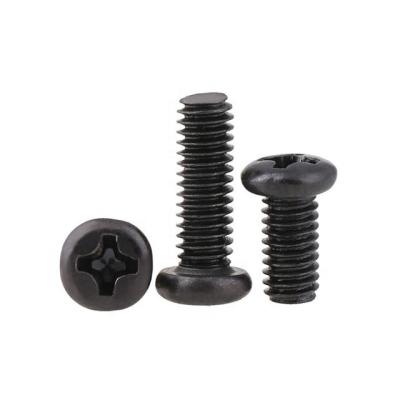 China Black 8.8 Grade Hardware Round Fasteners M1.2 M1.4 M1.7 M2 M2.5 M3 M4 Black Cross Recessed Small Round Head Screws for sale