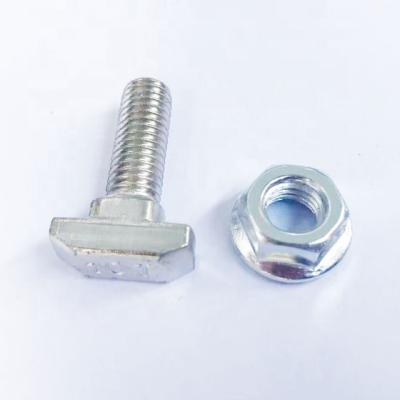 China EU 4545 Metric Aluminum Profile 45 Series T Slot Bolts M8 X.25 Hammer T-Slot Bolt With Flange Nut for sale