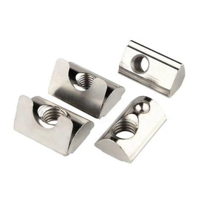 China Heavy Industry Drop In T Nut Bend T-Slot Nuts With Spring Loaded 8 Ball Slot For 4040 Series Aluminum Profile for sale