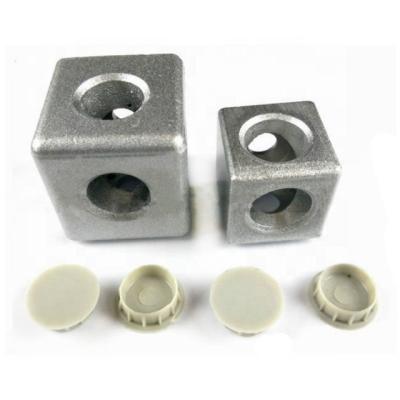 China Aluminum Alloy Die Casts Size 2 Way Aluminum Cubic Square Connector 40*40 With Cover Caps for sale