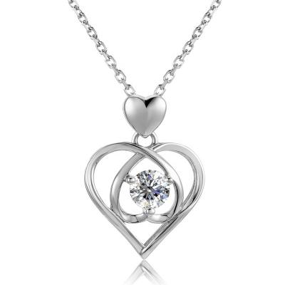 China St Claire's Round Brilliant Cut Heart Diamonds Pendant Necklace Moissanite Diamond Chain Necklace Women's Lead Free Nickel Free for sale