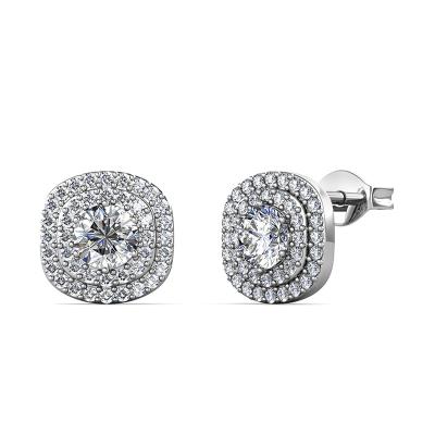 China St Lead Free Nickel Free Clear Fashion Style Earring Gra Certified Moissanite Jewelry Earring 925 Silver With Thin 18k White Gold for sale