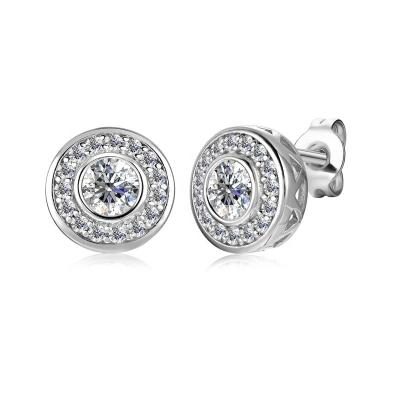 China St.Claire Color Lead Free Nickel Free Brilliant Cut Moissanite 925 Sterling Silver Charm Jewelry Round Stud Earrings for sale