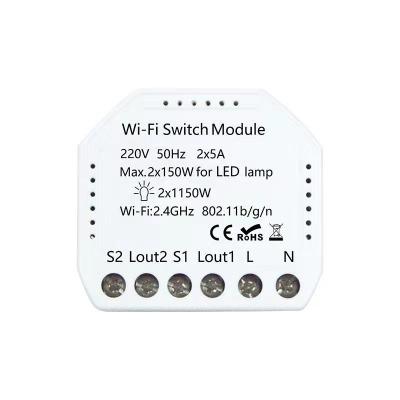 China CNSKOU Channel 10A TUYA 2 W-S02 Alexa Google Home Power Touch Supply WiFi Switch Module for sale