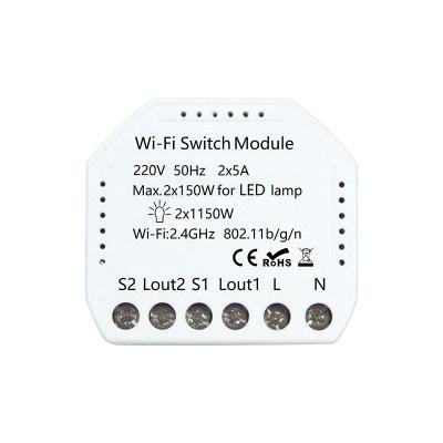 China CNSKOU Channel 2 Supports Smart Life App Work With Alexa Google Home Touch Light Wifi Switch Module W-S02 for sale