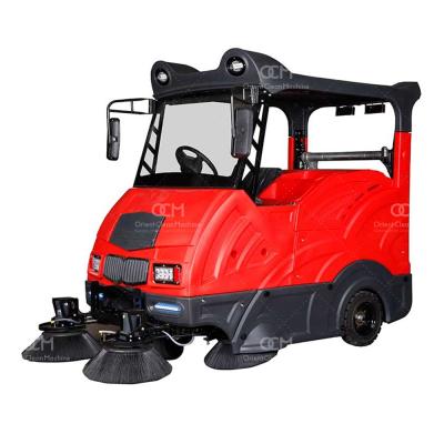 China Building Material Shops OCM-X11 Ride on Compact Truck Cement Dust Sweeper Machine Sweeper Cleaning Machine for sale