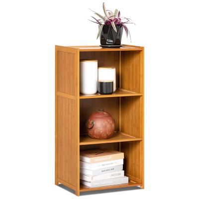 China Adjustable Custom Narrow Tier Bamboo 3 Shelf Freestanding Display Storage Shelves Cabinet Furniture For Bedroom Living Room Kitchen for sale