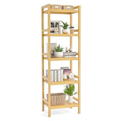 China Custom Adjustable 5-Tier Bamboo Shelf Narrow 55.9