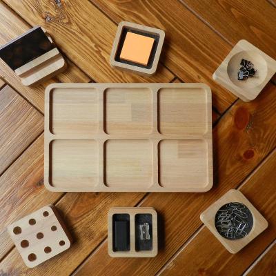 China Custom Made Eco-Friendly Modular Organizer Home Office Bamboo Storage Pencil Desk Accessory Gift For All for sale