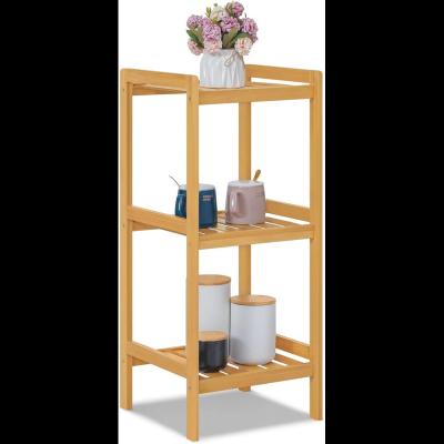 China Small Corner Standing Organizer Display Rack Kids Open Shelf Storage Shelf Custom Made Bamboo Bookcase 3 Tier Open Shelf Table For Bathroom for sale