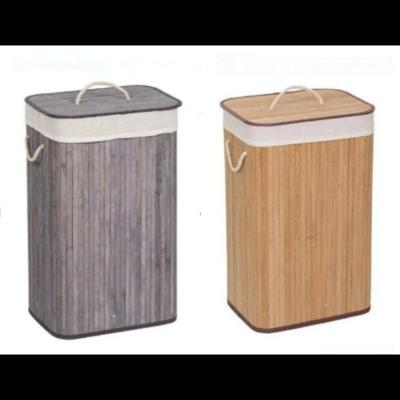 China Eco-friendly Custom Bamboo Laundry Hamper Dirty Clothes Storage Basket With Lid Liner And Handles for sale