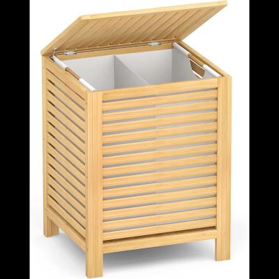 China Eco-Friendly Custom Handmade Large Bamboo Laundry Hamper With Lid Laundry Organization Hamper Clothes Basket for sale