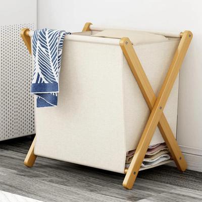 China Household Eco-Friendly Custom Bamboo Laundry Hamper With Lid Clothes Laundry Hamper Large Foldable Storage Dirty Hamper for sale