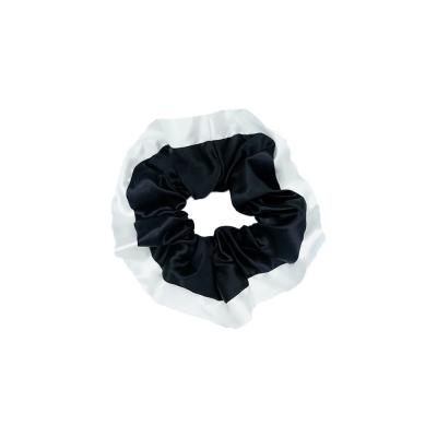 China Custom logo hair scrunchies luxury silk woman hair scrunchies slip elastics silk scrunchies hair black color for sale