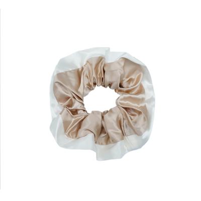 China Luxury Champagne Color Accessories For Hair Scrunchies 100% Soft Silk Hair Scrunchies Custom Logo Hair Scrunchies for sale