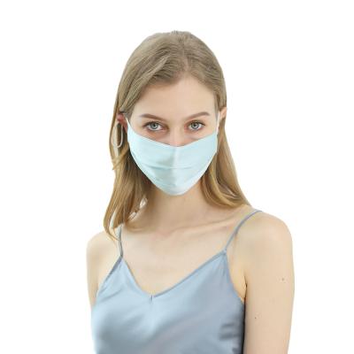 China Fashion Mulberry Silk Face Mask Fabric Mouth Face Mask Silk Washable High Breathable Blue Cover for sale