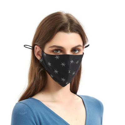 China Custom Print Eco-Friendly 3 Layers 16mm Breathable Soft 100% Mulberry Silk Face Masks For Office Home Use for sale