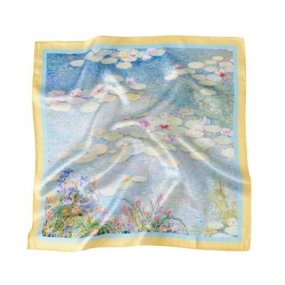 China Custom 100% pure pure mulberry silk squares grade 6A mulberry silk scarf with gift box for sale