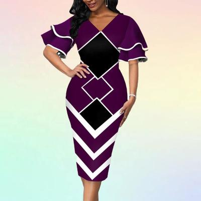 China XUYA Anti-Static Elegant Casual Plus Size Dress Blouse Peplum Office Dress Plus Size Maxi Dresses Women for sale