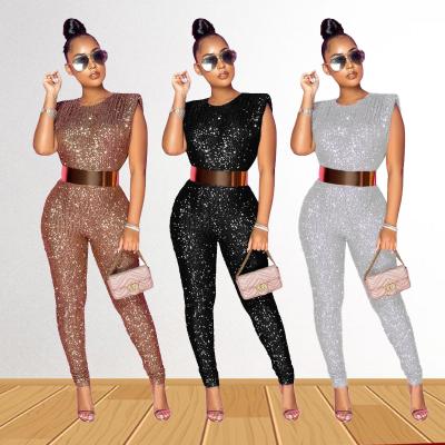 China Anti-pilling XUYA high quality sequined jump suits for women plus size overalls rompers for casual for sale