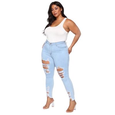 China 2022 hot sale QUICK DRY hot blue stretch XUYA high waist women plus size slim straight leg jeans for sale