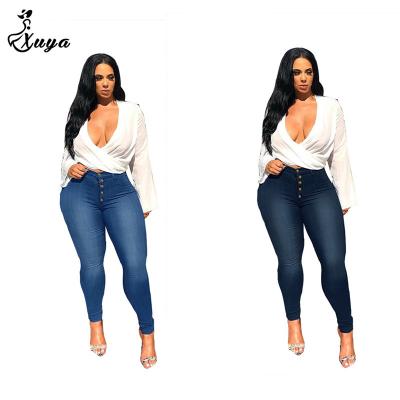 China XUYA Breathable Jeans For Women Stylish Buttons Fit Women Jeans Plus Size Pants And Jeans for sale