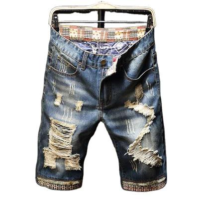 China Breathable Mens Summer Denim Shorts Mens Tight Jeans Young Mens Jeans for sale