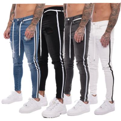 China New Stable Mens Side Stripe Ripped Tights Jeans for sale