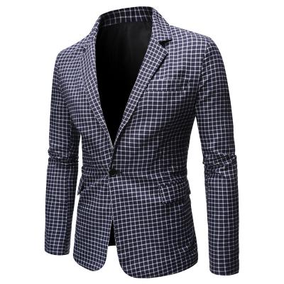 China New European Code Anti-wrinkle Men's Suit Casual Plaid Men's Suit Coat Wholesale for sale