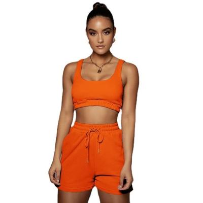 China Sport 2021 Summer Women 2 PC Gym Fitness Clothing Cotton Ladies Loungewear Tracksuit Set for sale