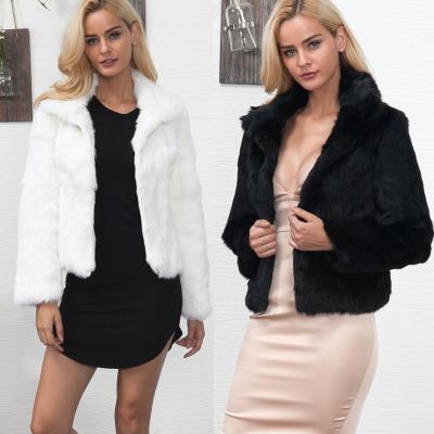 China 2021 new women's coat Anti-wrinkle and fashionable short black and white thin women's artificial fur coat are used in autumn and winter for sale