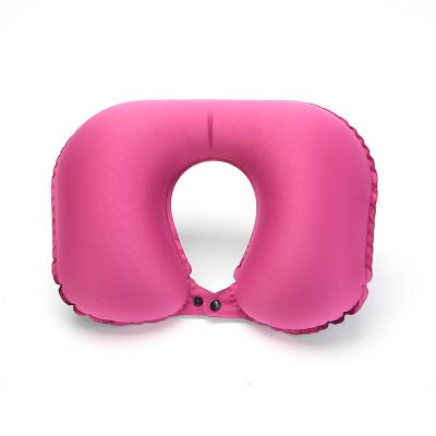 China Outdoor activities the latest high quality compressed U-shaped inflatable travel self-inflating pillow for both men and women for sale