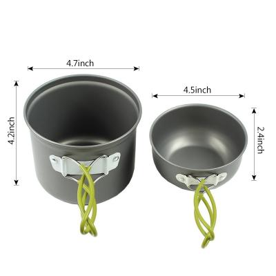 China Imported lightweight 2 or 3 person alumina carbide cookware outdoor pot combination folding picnic set portable cooking set for sale