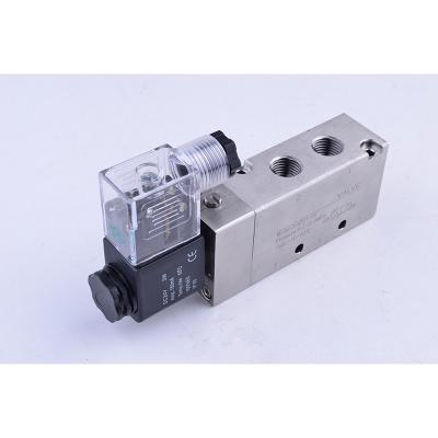 China General 4V Series 5/3 Way Pneumatic Control 316 Stainless Steel Directional Solenoid Valve 1/4