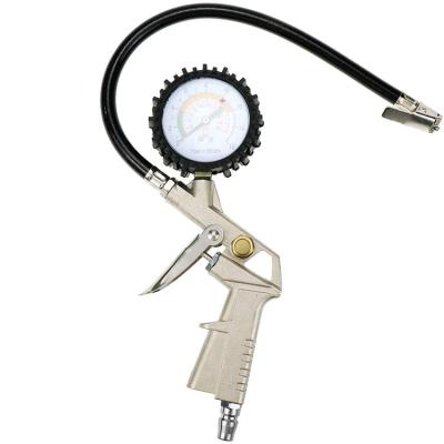 China Aluminum Alloy Motorcycle Auto Gun Flexible Hose 150 PSI Tire Pressure Gauge Air Inflator Gun TG-01 for sale